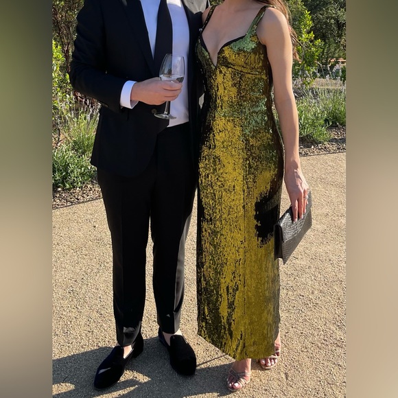 Galvan Green Sequin Savannah Dress (Size 36 FR) - Picture 2 of 2